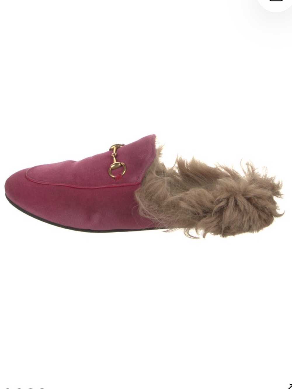 Gucci Burgundy Suede Horsebit Fur-Lined Mules - Picture 3 of 6